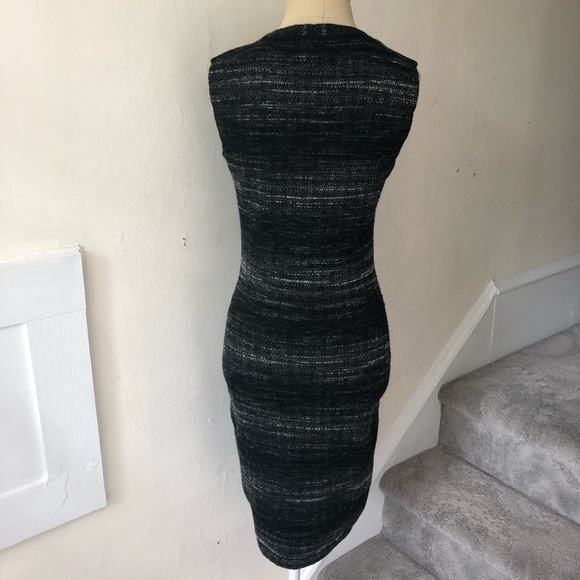 D. Exterior Sleeveless Wool Mohair Black Gray Tweed Shift Dress EUC Size Small - Picture 3 of 7